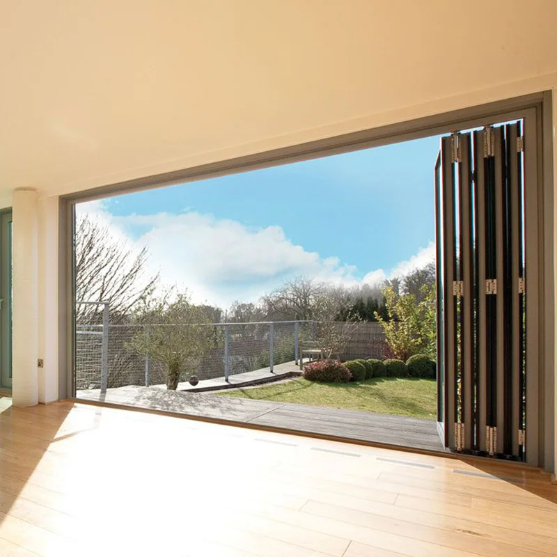 thermal insulated aluminum glass bifod door exterior villa house multi panel patio accordion folding doors