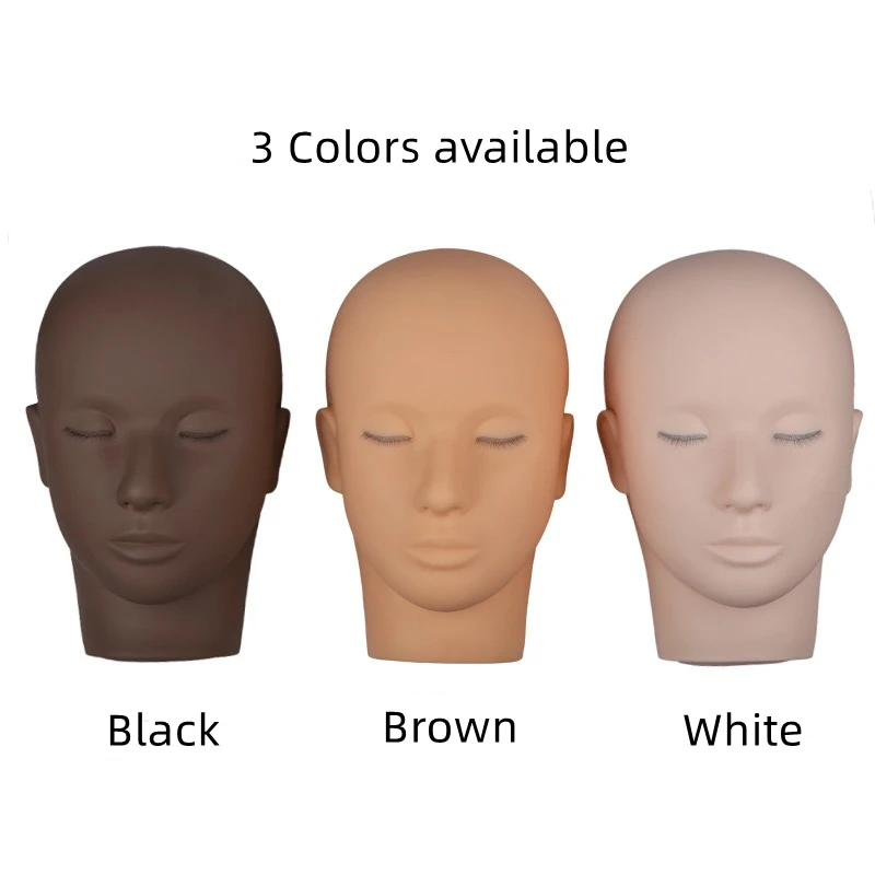Wholesale Eyelash Extension Silicone Mannequin Heads with 3 Layers of Lashes Training Practice Mannequin