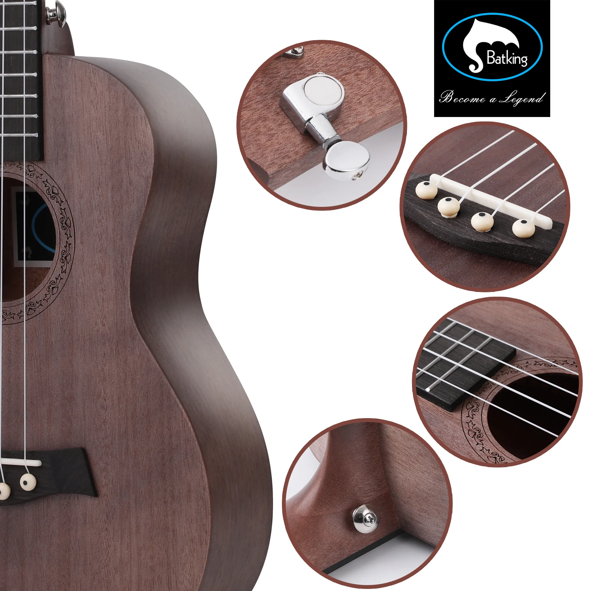 Batking Hot Sale Tenor 26 Ukulele  Solid Top Mahogany  With Ukulele Accessories With Gig Bag