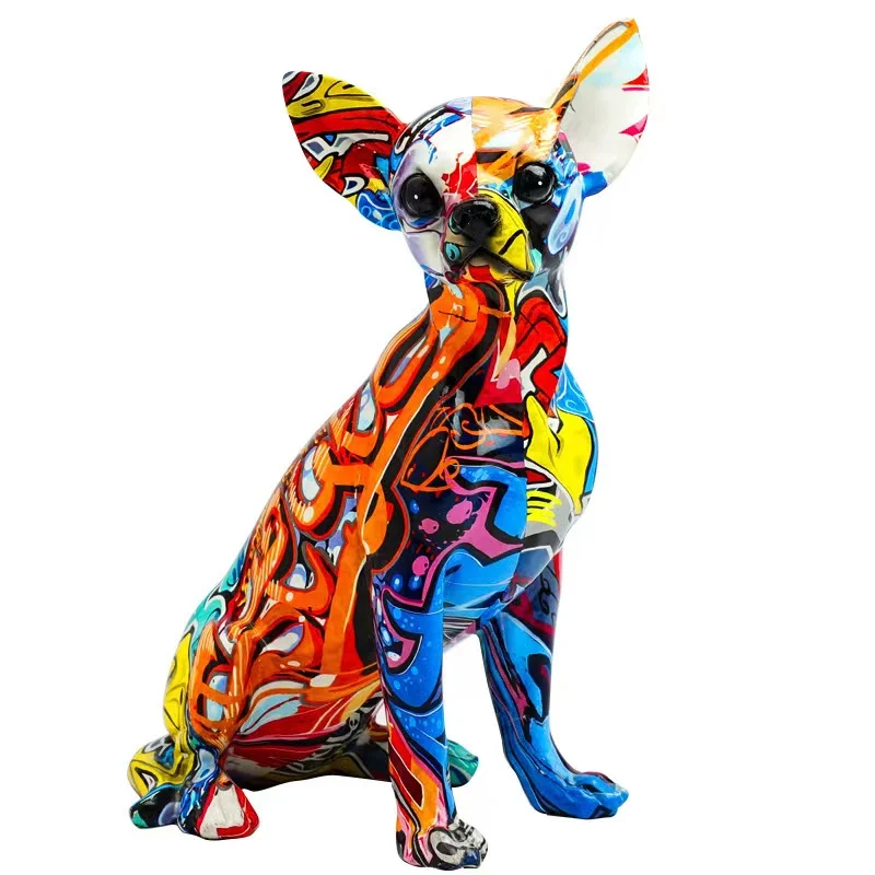 2022 new Ornament Animal Colorful home  office desk decor small sculpture graffiti dog resin