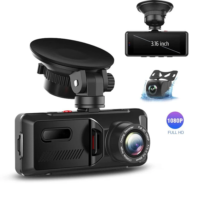 3.16 Inch Full HD 1080P Dual Lens Car DVR Front and Rear Camera Video Dash Cam Recorder G-sensor Night vision Dashcam