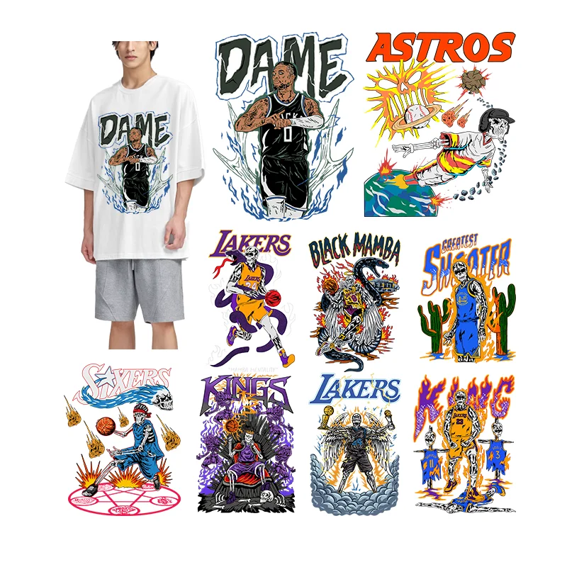 OEM dtf printed sticker for t-shirts heat transfers heat transfer vinyl heat transfers for t-shirts