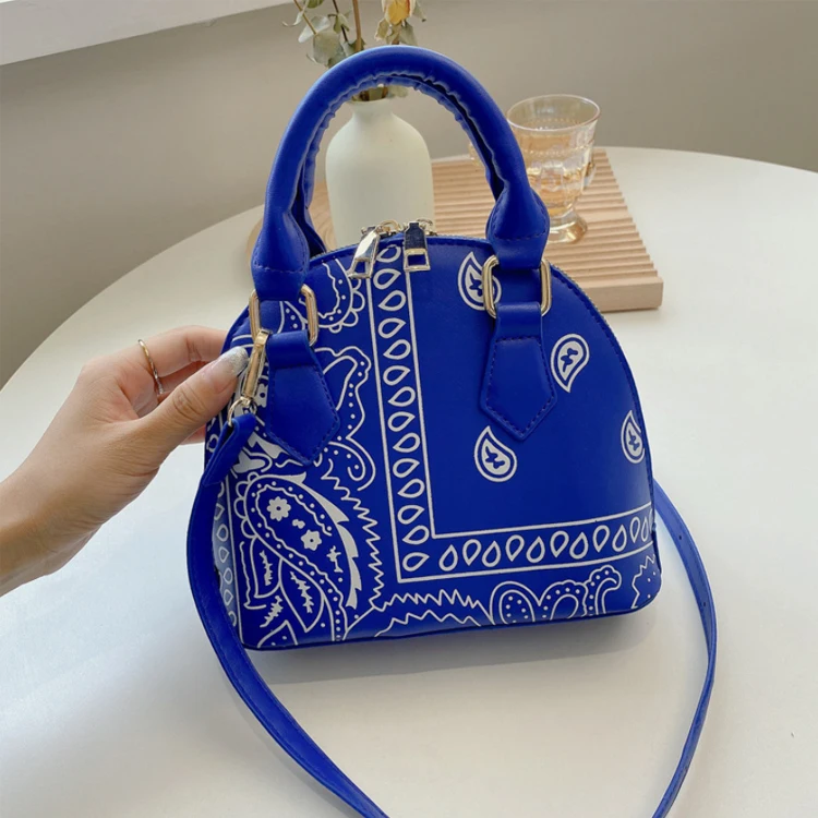2021 New Borsa Donna Trendy Handbags Cashew Flower Shell-Shape Shoulder Bag Pu Leather Paisley Printed Handbag For Women
