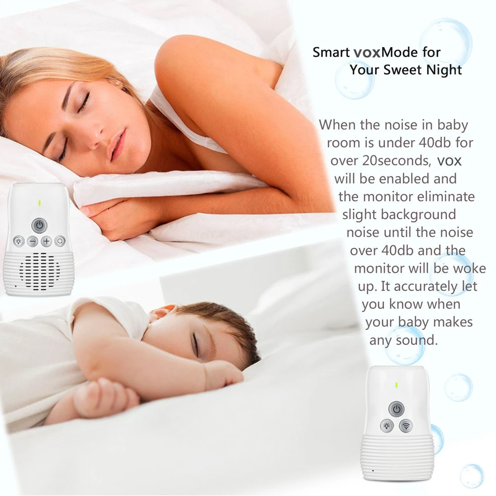 2.4GHz Long Range Smooth Night Light Baby Monitor with Two-Way Audio