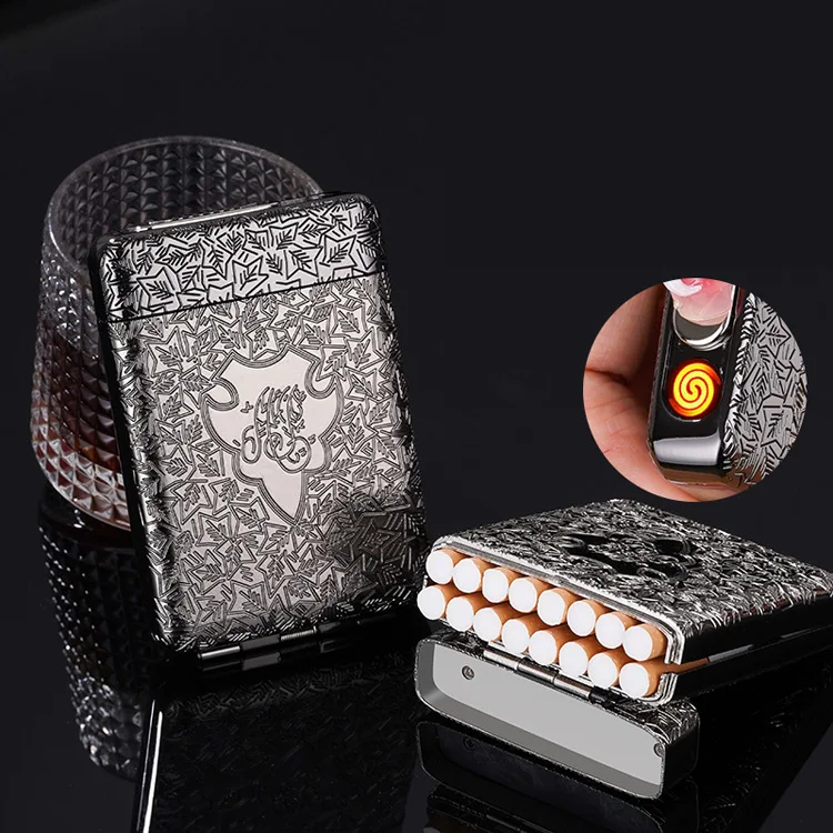 New three-open lighter cigarette case Charging lighter multi-function double cigarette case
