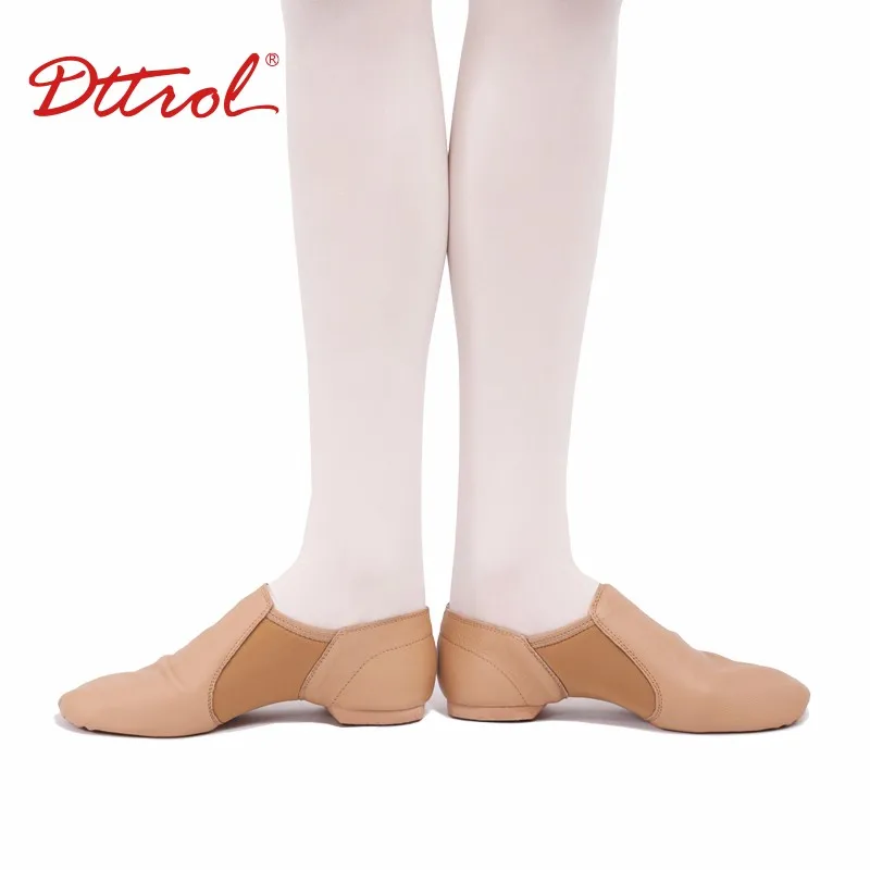 Dttrol New arrivals wholesale split sole Classic Style genuine leather jazz dance shoes stretch fabric shoes
