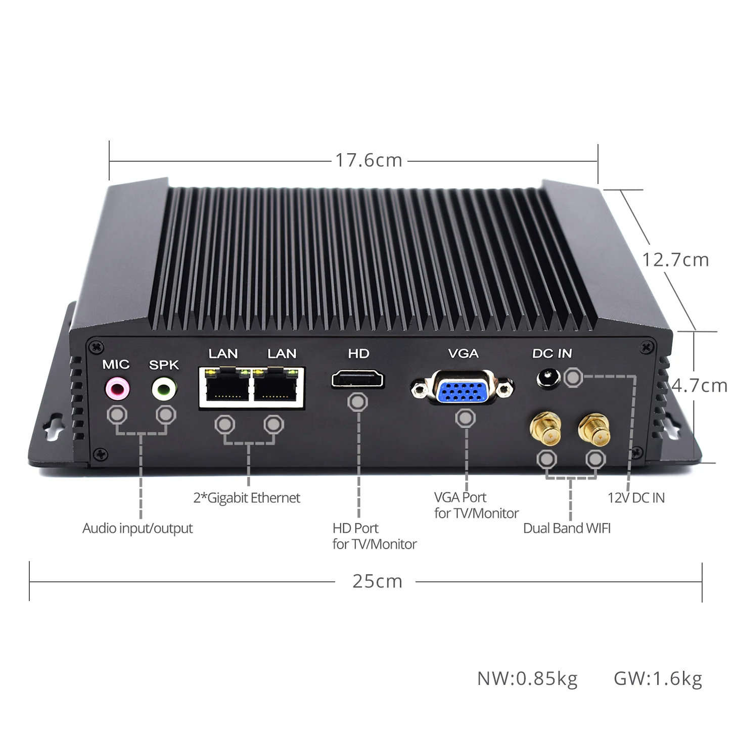 Cheap Thin Client Mini PC 2 LAN N3520 pfsense Server Router Win10 ioT Gateway POS RS485 4G SIM Linux Fanless Industrial Computer