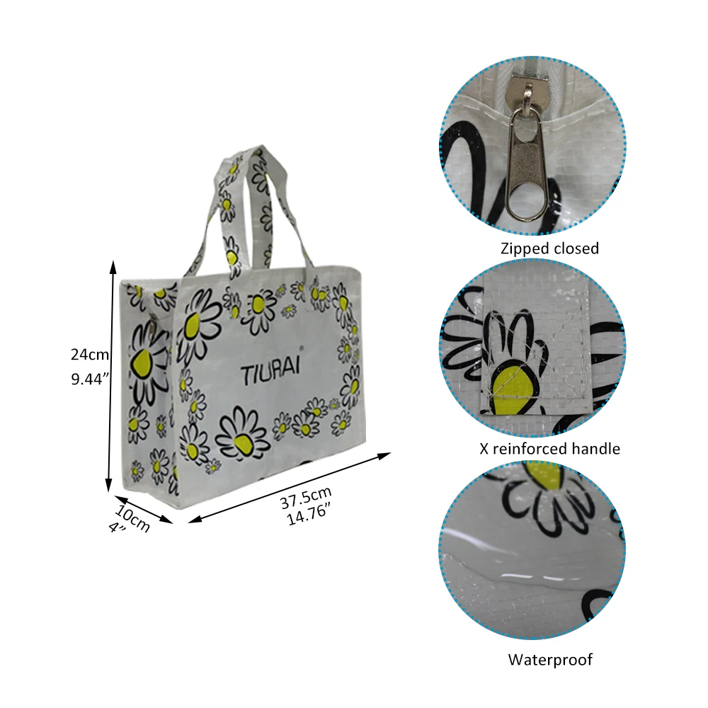 reusable lamination promotional pp woven shopping bags with zipper top quality