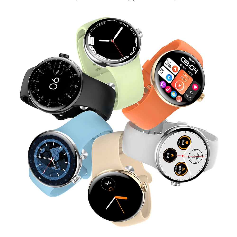 LA24 smartwatch with magnetic charging rotate button 1.3 inch amoled large screen waterproof IP68 Reloj smart watch BT call