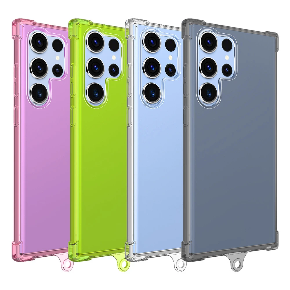 Прозрачный Чехол для мобильного телефона Samsung Galaxy S23 Ultra S24 S22 S25 Plus S21 S20 FE прозрачный мягкий чехол из ТПУ с ремешком