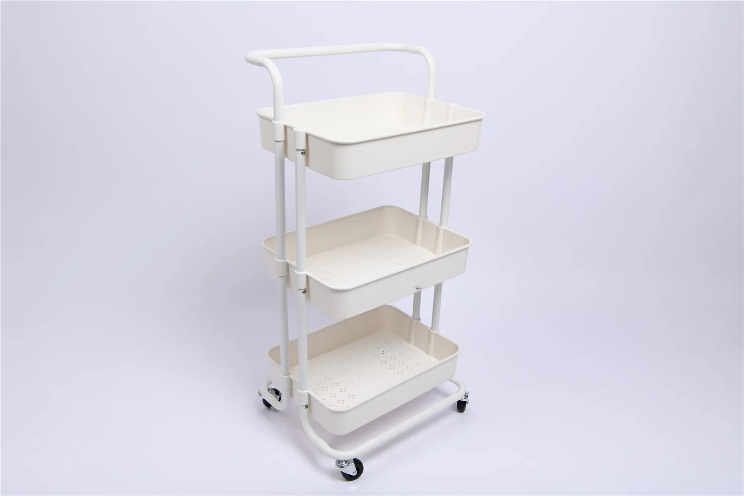 Fashion white iron 3 layer tool cart storage container use for living room