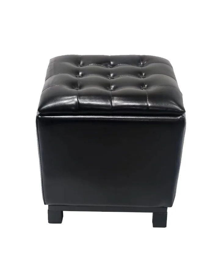 Modern design PU PU material Square Ottoman Storage Cube stool