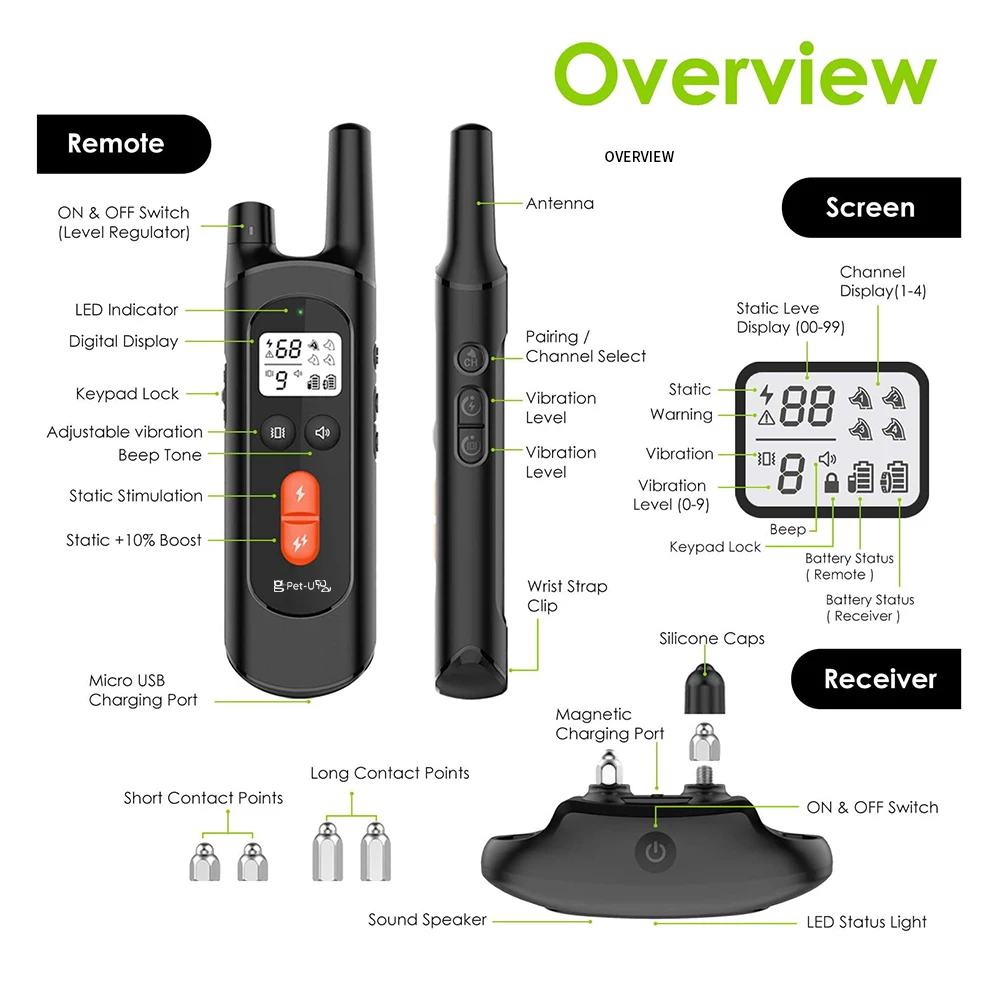 
China Pet Supplies Wholesale Electric Dog Shock Collar 100% Waterproof No Bark Collar 