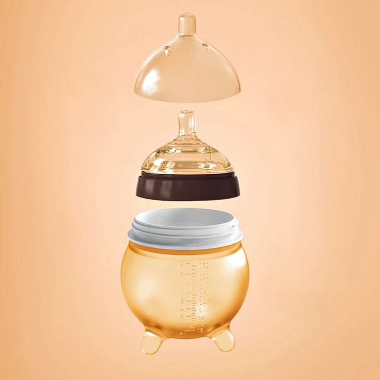 Custom Silicone Baby Bottle Breast Feeding Anti Colic Nano Silver Nursing Bottle Wide Neck Silicone Baby Milk Bottle 260ml