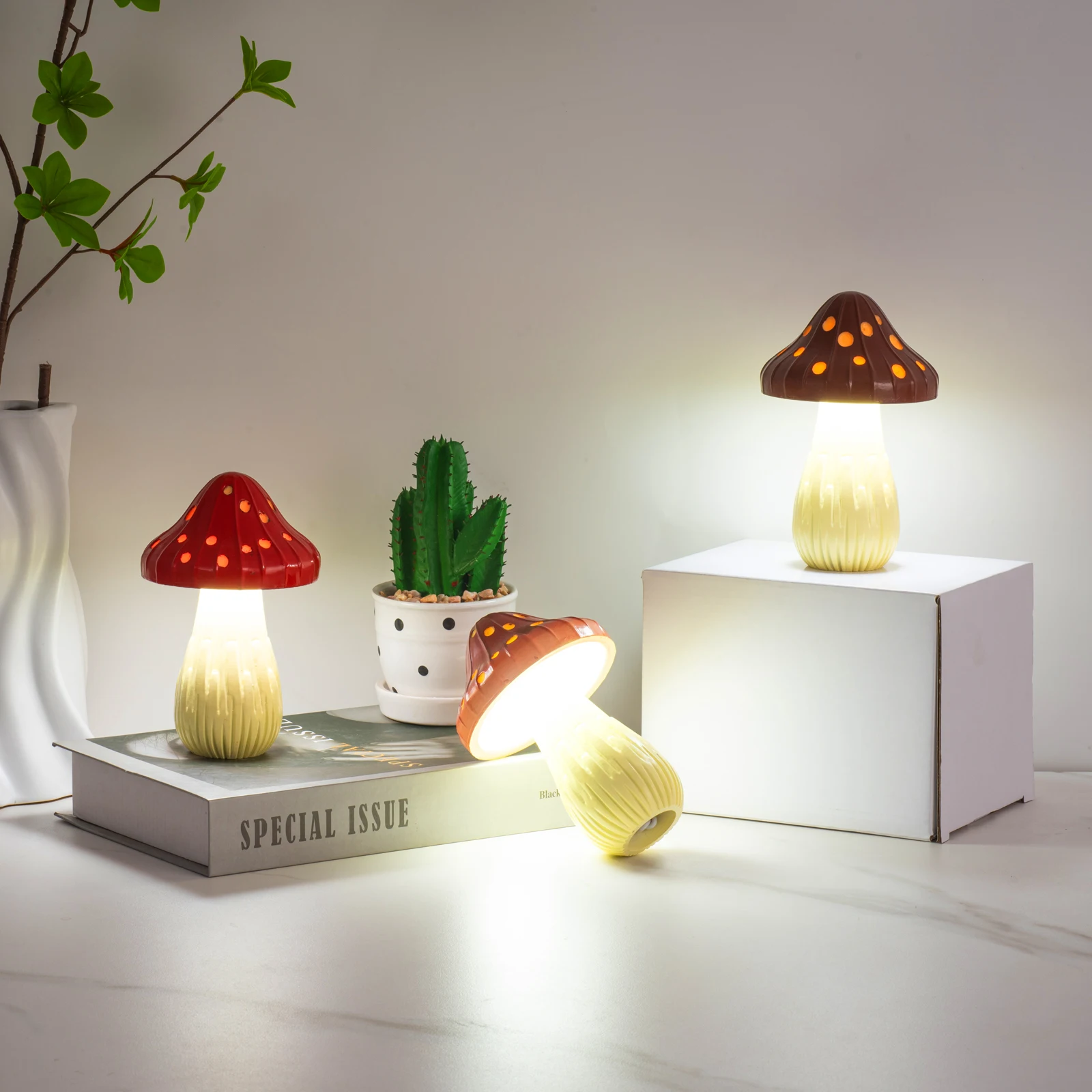Wholesale Study Decor Desk Lamp Creative USB Switch Three Color Dimming Mushroom Reading Bar Work Bedside LED Modern Table Lamp