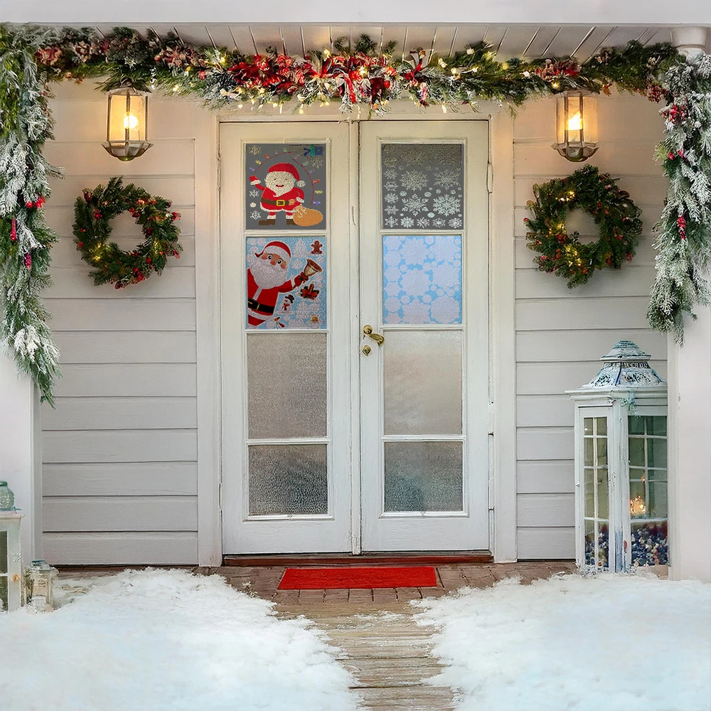 USA Stock 1pc 25*35cm 2 Styles Mixed Christmas Party Decoration Glass Static Film