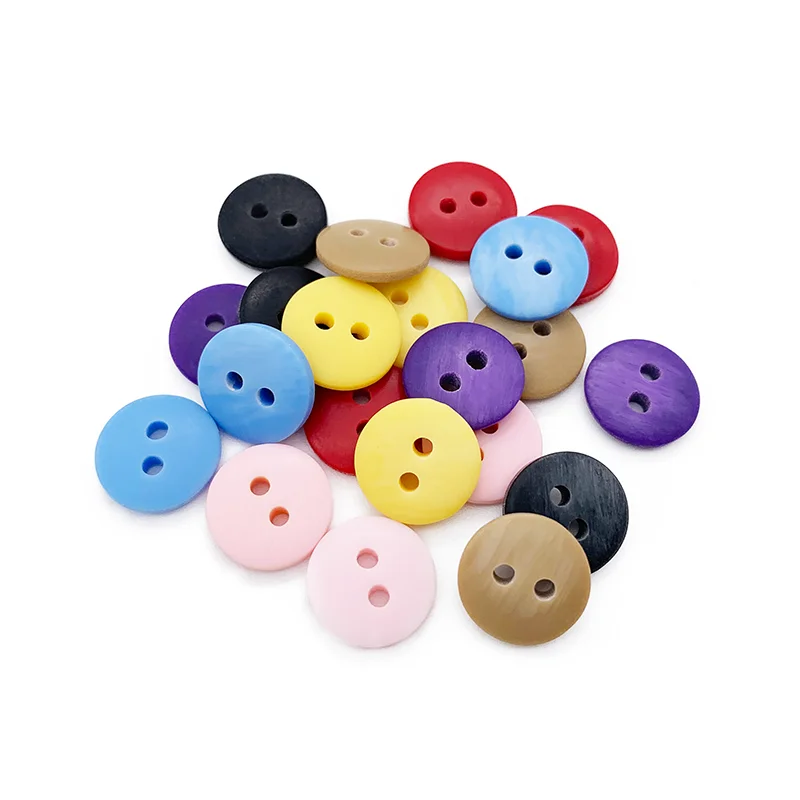 
 Оптовая продажа, круглые красочные аксессуары для одежды с 2 отверстиями, резиновые пуговицы для детей  