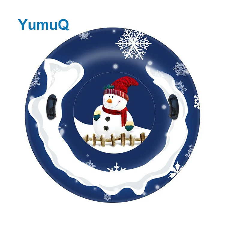 YumuQ Dia110cm Heavy Duty Plastic Vinyl Bottom Winter Dry Snow Tube inflatable Sled Winter Game Toys For Kids