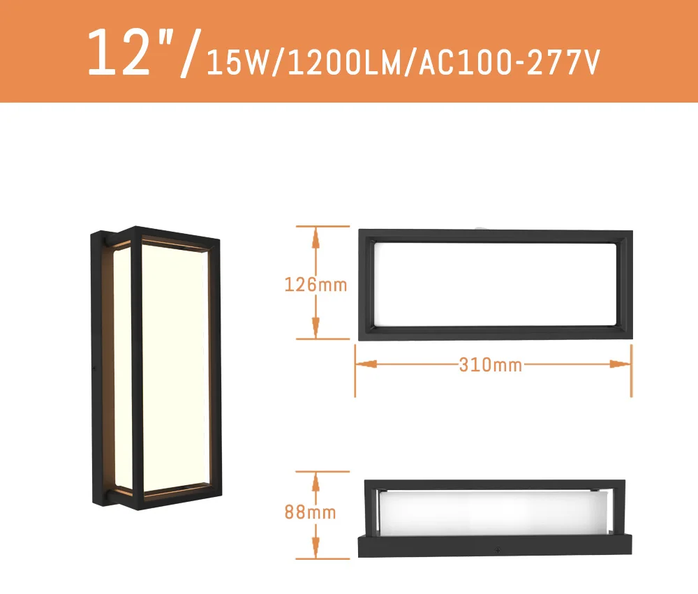 Modern style 12inch 15W 5cct adjustable LED Integrated Outdoor Wall Sconce