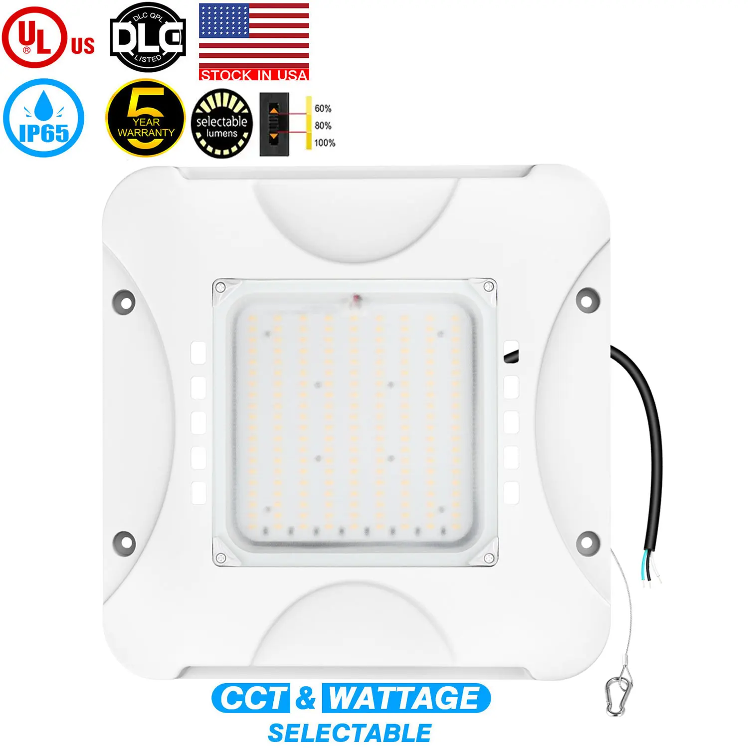 Commercial Lighting Parking Garage Lighting 28000 Lumen Max 240 Watt Max Wattage and Color Selectable LED Canopy Light Fixtures