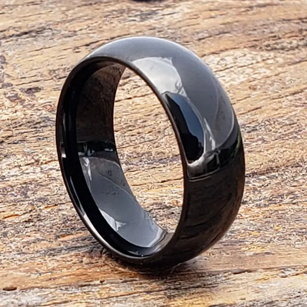 Wholesale Simple 2mm 4mm 6mm 8mm Dome Polish Black Tungsten Carbide Rings for Boy Girl Promise Ring