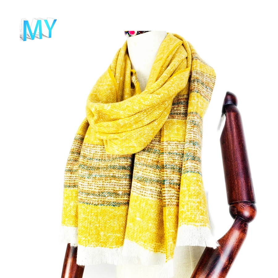 Factory Direct Cheap Women Winter Tartan Plaid Blanket Acrylic Scarf