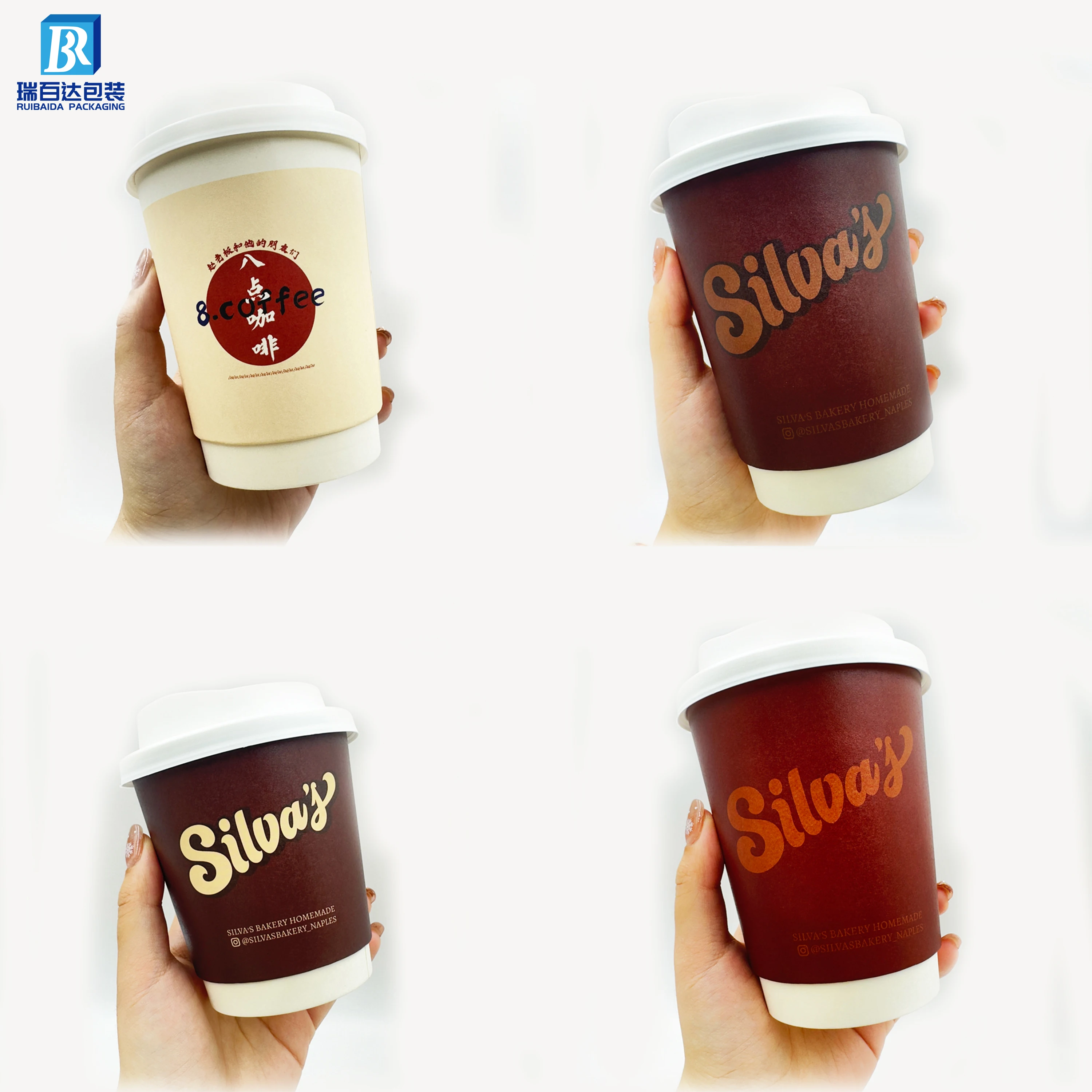 Custom Disposable Cup  Paper 6 8 910 12 16 20 22ounces Cardboard Paper Coffee Cups Biodegradable Cup Holder