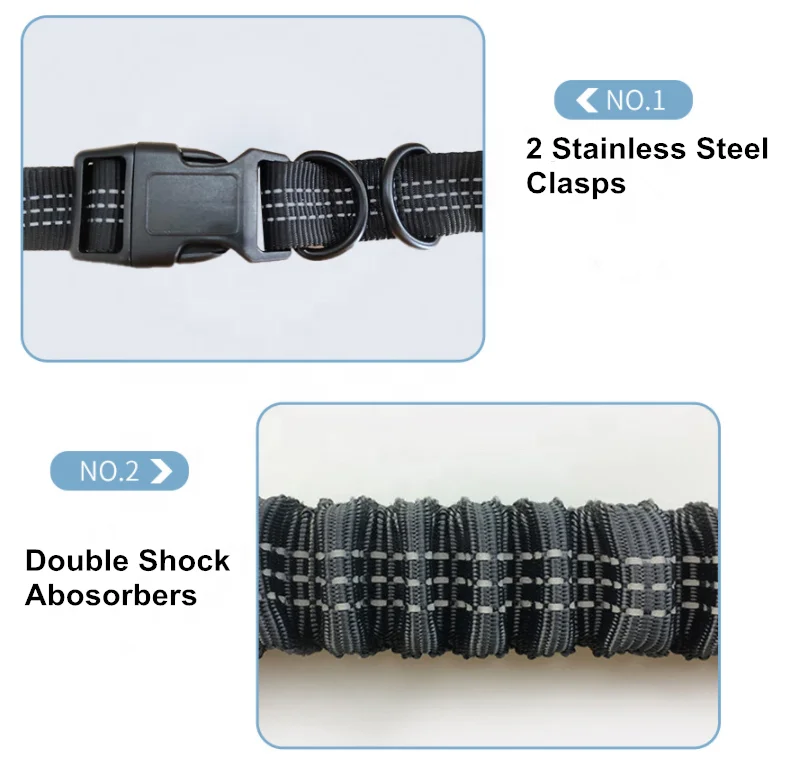 hands free multi function retractable adjustable  bungee running walking leash for dog