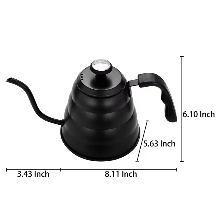 1.2L Stainless Steel Coffee Kettle Gooseneck Spout With Thermometer Pour Over Coffee Tea Pot Brewing Coffee Drip Kettle