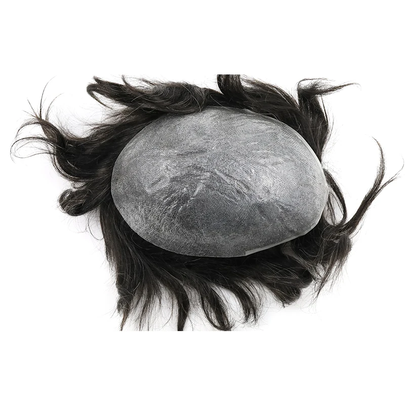 0406 V-loop man toupee Indian hair thin skin full PU medium density