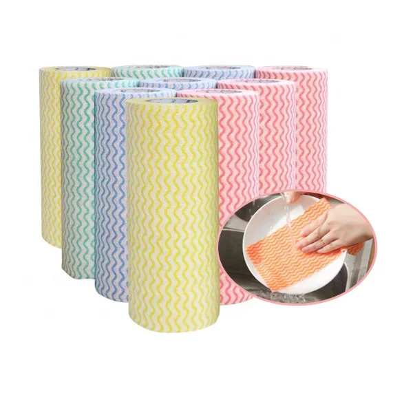 disposable Perforated Viscose & Polyester Spunlace Nonwoven Fabrics Oil Absorbent Kitchen Cleaning Wipes Dish Cleaning Cloth