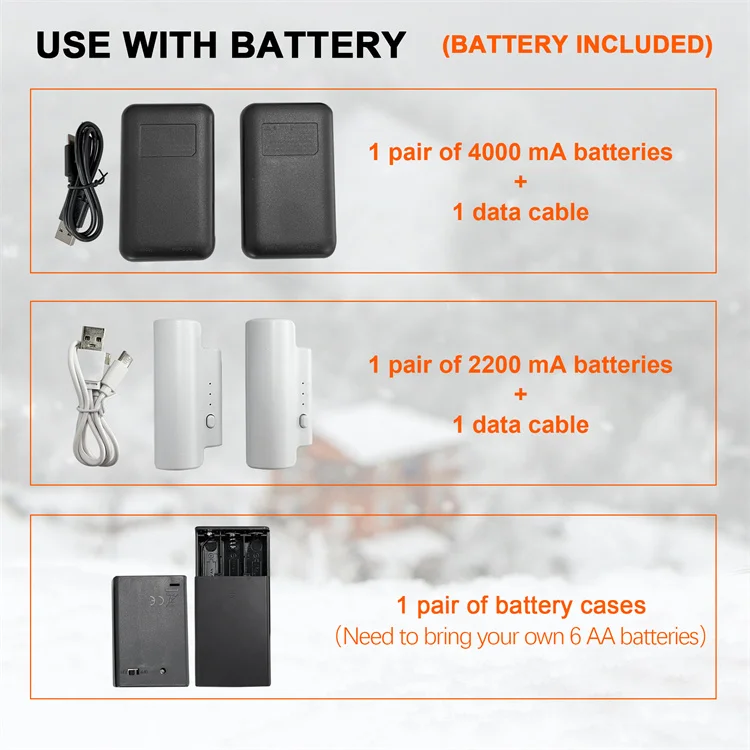 Mydays Tech Wholesale 3 Heat Settings Rechargeable USB Battery Electric Heated Heating Ski Socks