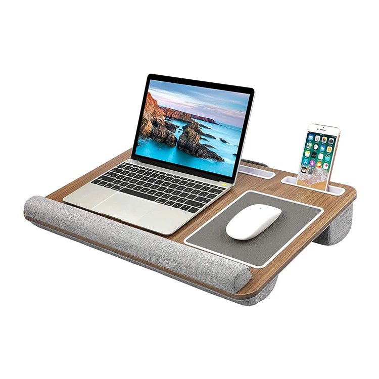 Стол компьютерный под заказ, Портативная подставка под ноутбук, из темно-коричневого бамбука, с ковриком для мыши и держателем для телефона
