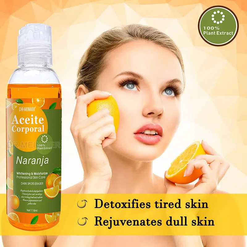 Organic 500ml Orange Vitamin C Body Serum Oil Skin Care Body Massage Sweet Orange Oil