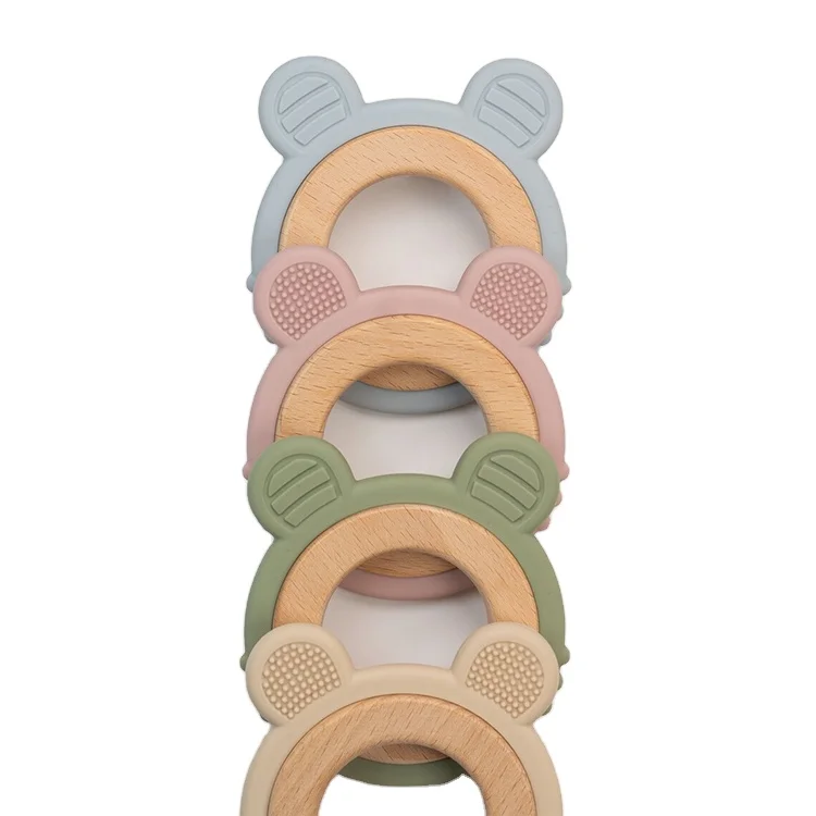 Suitable For Grinding Teeth Natural Wood Ring Baby Teeth Bear Shape Teething Children Wear Resistant Environmental Toys