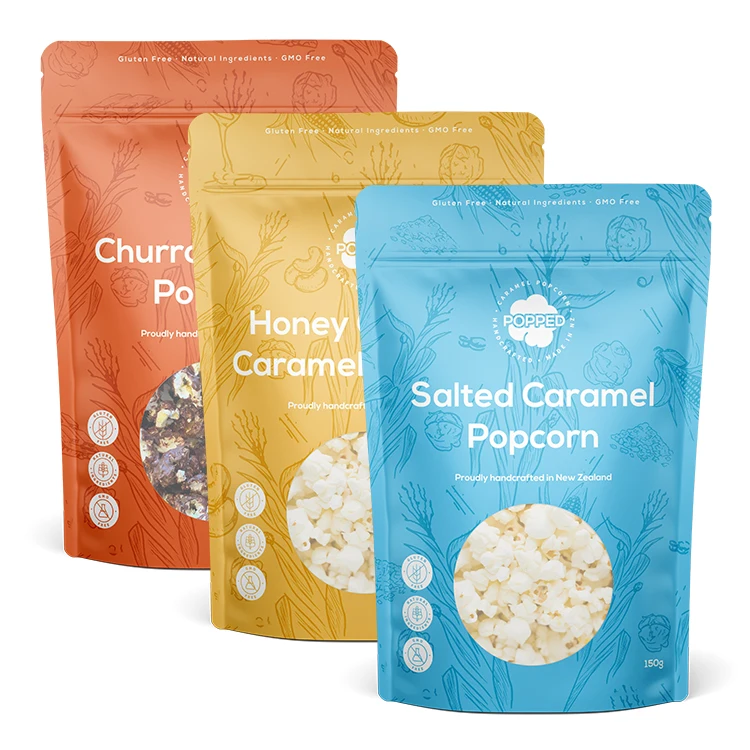 Custom Doy Pack Design Packaging Mylar Bags Printed Packing Pouch For Spices Popcorn Packaging Bag