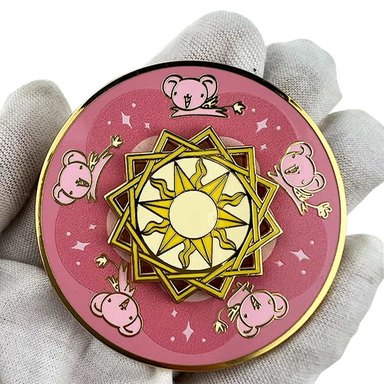Trendy Japan Anime Cartoon Characters Creative Spinner Enamel Pin Rotatable Functionality Metal Spinning Hard Enamel Pin
