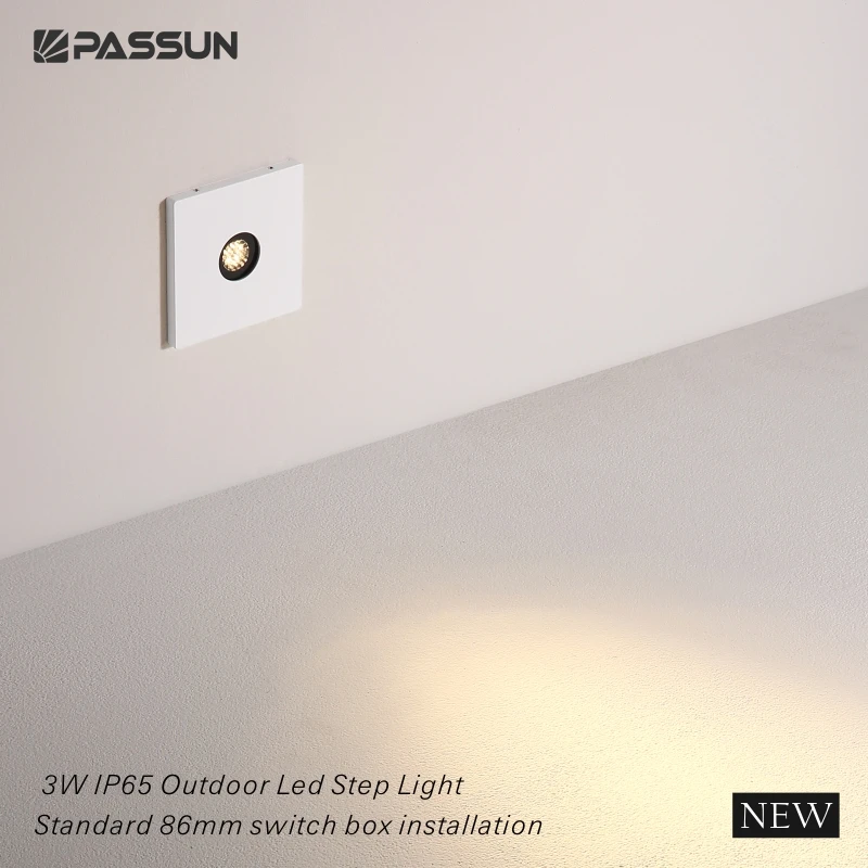 Aluminium modern staircase mini wall lamp waterproof  IP65 square 3W step light led stair lighting