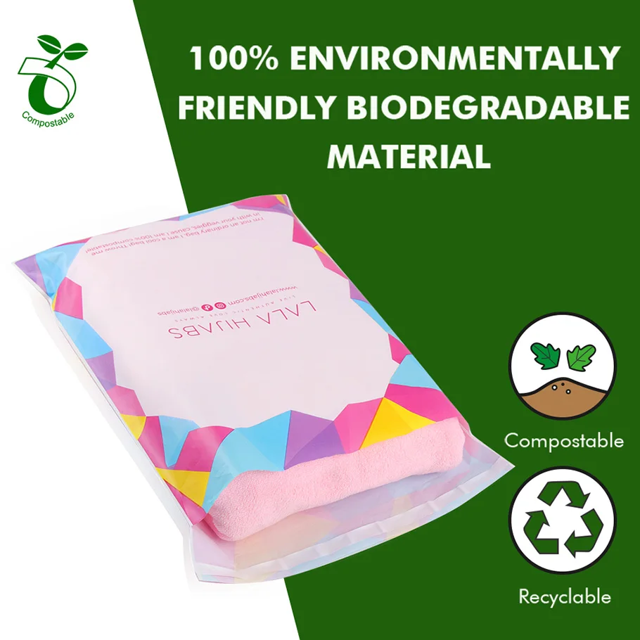 custom logo printed compostable PLA express courier bags clothes shipping package envelope poly mailer bag