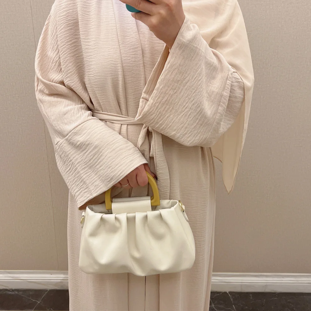 Fashion Popular Turkey Middle Middle Earth Solid Color Lace-Up Dress For Ladies Muslim Dress Two-Piece Outfit