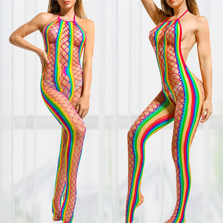 2023 Latest Arrival Hollow Out Bodysuits Mesh Bodystockinsg Sexy Lingerie Colorful Women Fishnet Bodystocking