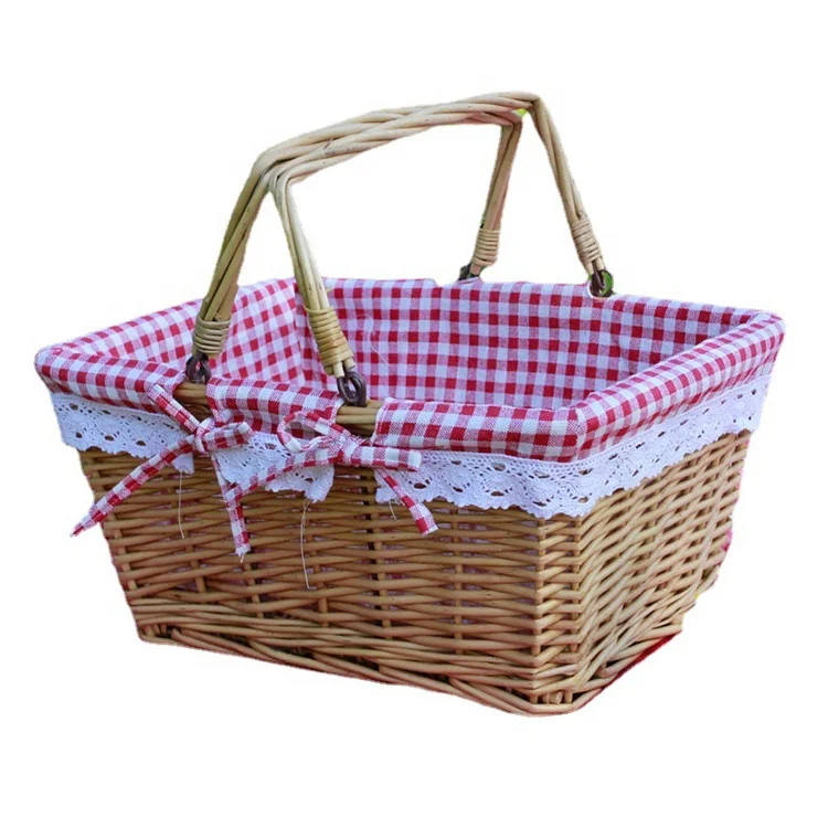 Universal Mini White Wicker Handmade Oval Hamper With Handle Flowers Fruits Bread Picnic Gift Storage Basket