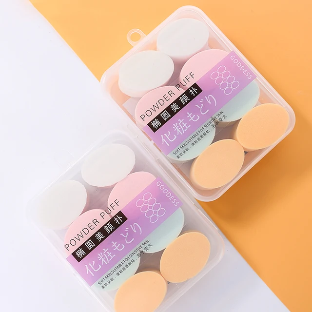 Lameila Hot Sale NR Wedge Puff Oval Make Up Face Puff Care Material Colorful Olive Type 8pcs Cosmetic Powder Puff A79935