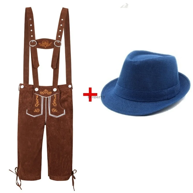German Oktoberfest Lederhosen Costume Hat Set Beer Festival Male Halloween Cosplay ecoparty
