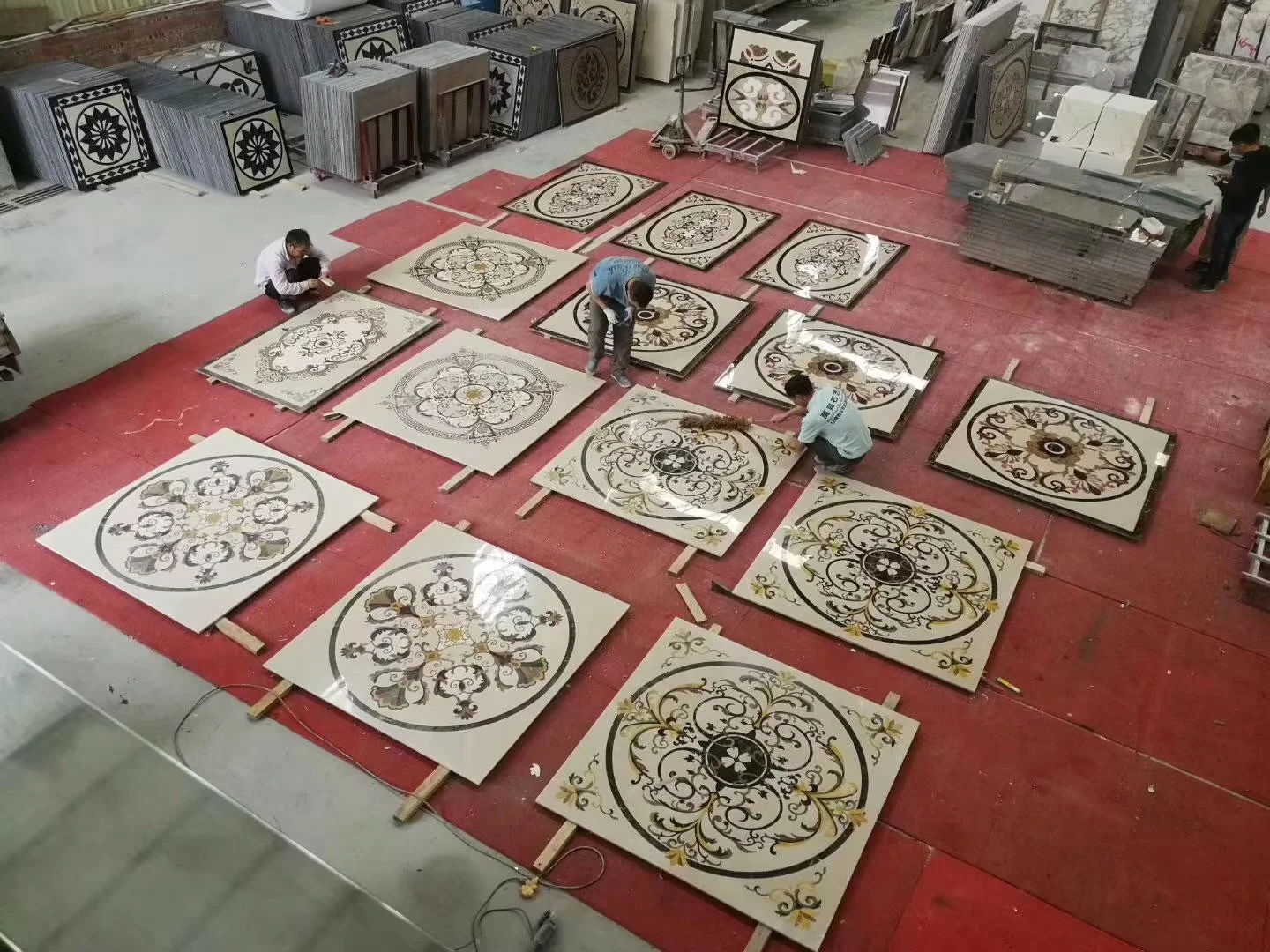 Pattern medallion, Flower water jet marble stone tiles design floor