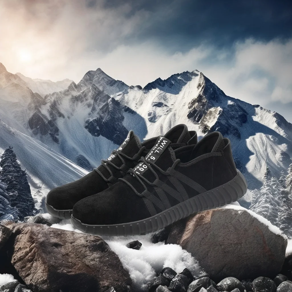 Lightweight Anti-Slip Flyknitting Sport Safety Shoes Non-Slip Rubber Outsole with Fleece Lining EVA Mesh Insole Breathable Boot