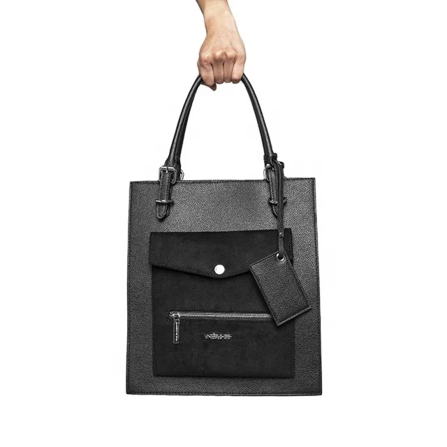 
Large Capacity Black Vegan Leather Ladies Tote Bag 
