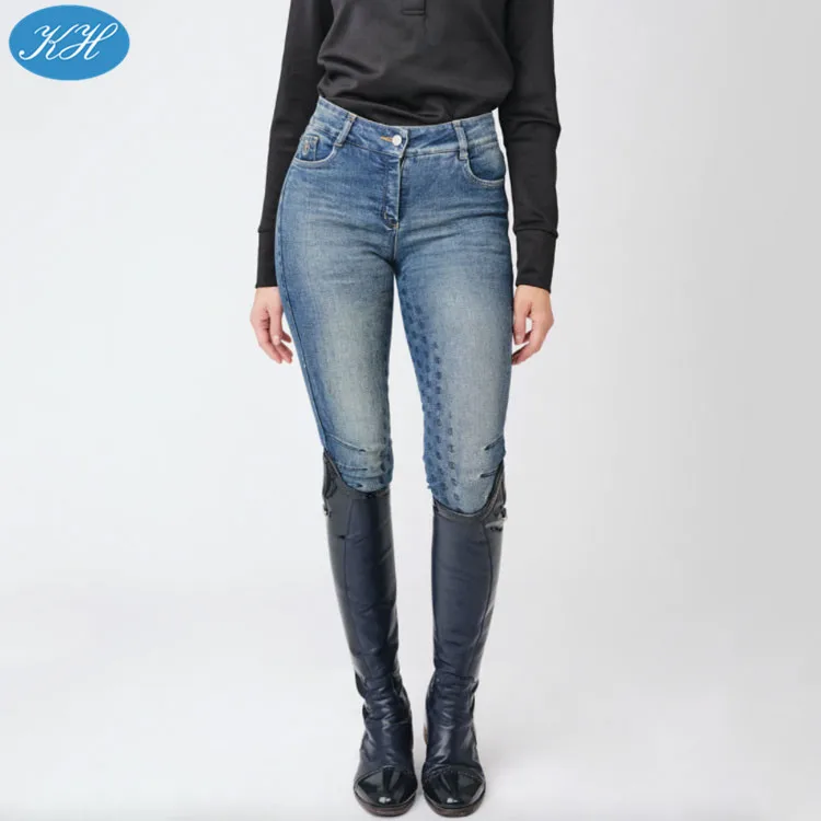 Custom Equestrian Riding Breeches  Full Seat Stretchy Denim Lady Breeches Jeans Breeches Jodphurs