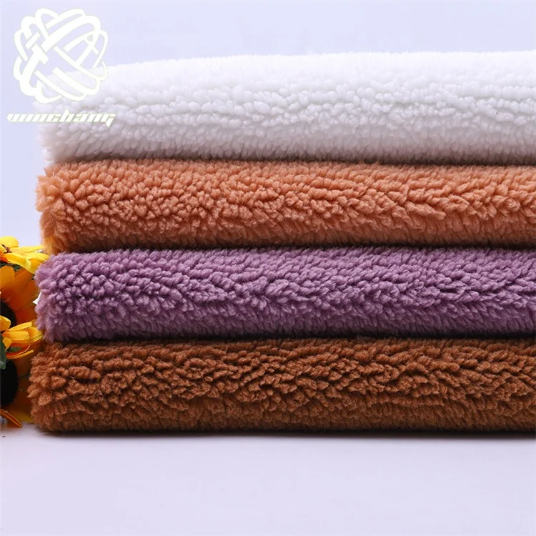 Factory Wholesale Solid Color Teddy Faux Fur Cashmere Berber Fleece Curly Plush Fabric Fake Fur