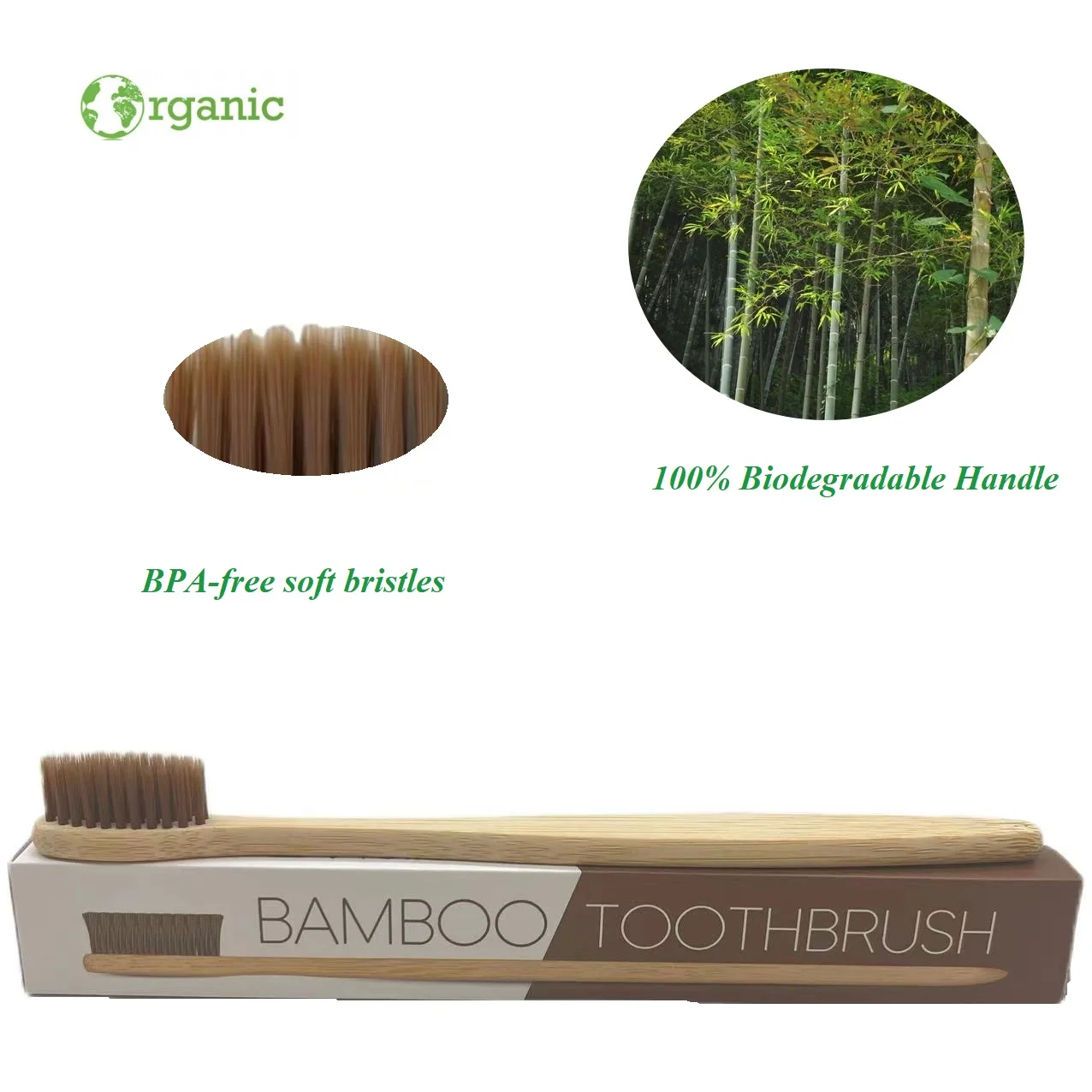 Biodegradable Wooden Bamboo Toothbrush BPA-free Soft Bristles Tooth Brushes